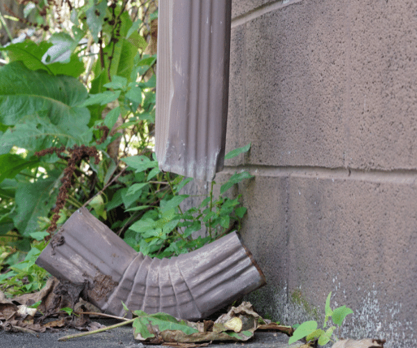 A broken downspout